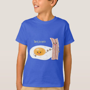 かわいいかわいい卵とベーコン漫画イラストレーション Tシャツ