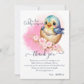 かわいいかわいい卵の鳥エレガントフローラ赤ちゃんシャワー サンキューカード (正面)