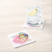 かわいいかわいい卵の鳥エレガントフローラ赤ちゃんシャワー スクエアペーパーコースター (インサイチュ)