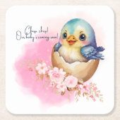 かわいいかわいい卵の鳥エレガントフローラ赤ちゃんシャワー スクエアペーパーコースター (正面)
