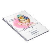 かわいいかわいい卵の鳥エレガントフローラ赤ちゃんシャワー ノートブック (右側)