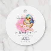 かわいいかわいい卵の鳥エレガントフローラ赤ちゃんシャワー フェイバータグ (裏面)
