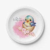 かわいいかわいい卵の鳥エレガントフローラ赤ちゃんシャワー ペーパープレート (正面)