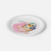 かわいいかわいい卵の鳥エレガントフローラ赤ちゃんシャワー ペーパープレート (アングル)