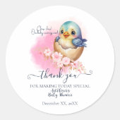 かわいいかわいい卵の鳥エレガントフローラ赤ちゃんシャワー ラウンドシール (正面)