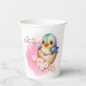 かわいいかわいい卵の鳥エレガントフローラ赤ちゃんシャワー 紙コップ (正面)