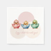 かわいいかわいい卵鳥パステルカラーベビーシャワー スタンダードカクテルナプキン (正面)
