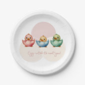 かわいいかわいい卵鳥パステルカラーベビーシャワー ペーパープレート (正面)