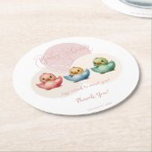 かわいいかわいい卵鳥パステルカラーベビーシャワーC ラウンドペーパーコースター (アングル)