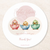 かわいいかわいい卵鳥パステルカラーベビーシャワーC ラウンドペーパーコースター (正面)