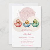 かわいいかわいい卵鳥パステルカラーベビーシャワーL 招待状 (正面)