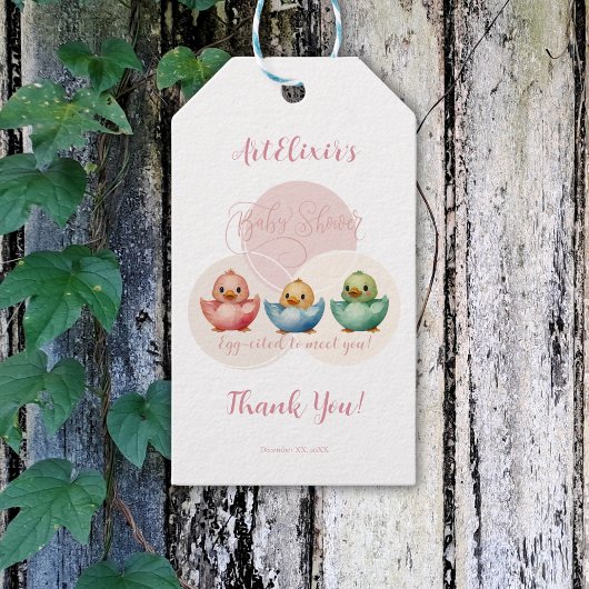 かわいいかわいい卵鳥パステルカラーベビーシャワーS ギフトタグ