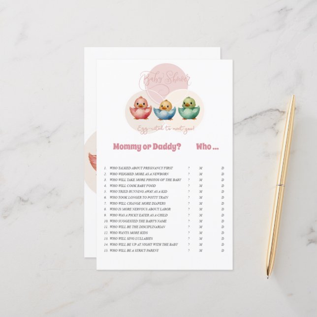 かわいいかわいい卵鳥パステルカラーMまたはDゲーム (正面/裏面インサイチュ)