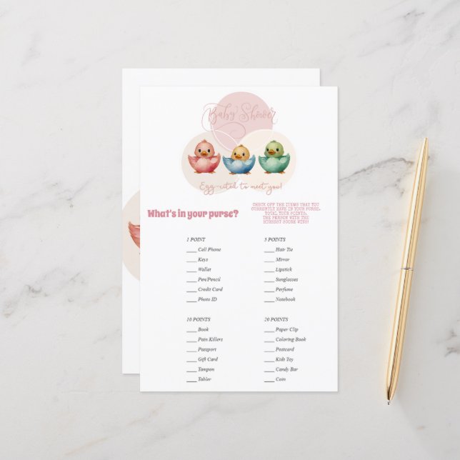 かわいいかわいい卵鳥パステル色財布ゲーム (正面/裏面インサイチュ)