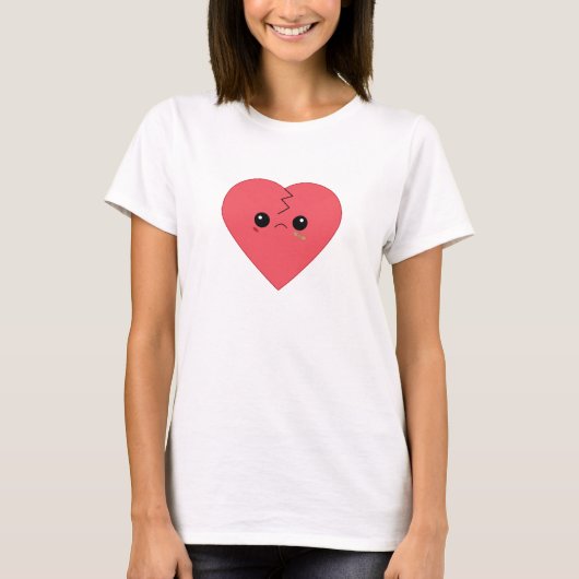 かわいいかわいい壊れたハートリンガーTシャツ Tシャツ (正面)