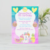 かわいいかわいい夏のユニコーン誕生パーティー 招待状 (スタンド正面)