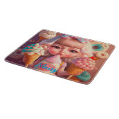 かわいいかわいい女の子とアイスクリーム カッティングボード (角)