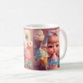 かわいいかわいい女の子とアイスクリーム コーヒーマグカップ (正面右)