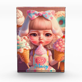 かわいいかわいい女の子とアイスクリーム フォトブロック