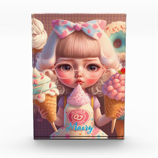 かわいいかわいい女の子とアイスクリーム フォトブロック (正面)
