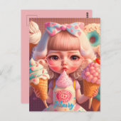かわいいかわいい女の子とアイスクリーム ポストカード (正面/裏面)