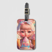 かわいいかわいい女の子とアイスクリーム ラゲッジタグ (正面縦)