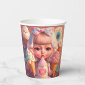 かわいいかわいい女の子とアイスクリーム 紙コップ (裏面)