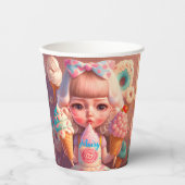 かわいいかわいい女の子とアイスクリーム 紙コップ (正面)