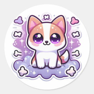 かわいいかわいい子犬かわいい愛らしい漫画の犬の大目 ラウンドシール