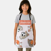 かわいいかわいい子猫とスポーツボール女の子の名前キッズ エプロン (インサイチュ)