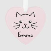かわいいかわいい子猫顔ピンクのハート鼻 オーナメント (正面)