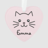 かわいいかわいい子猫顔ピンクのハート鼻 オーナメント (裏面)