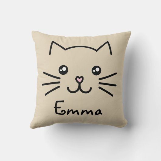 かわいいかわいい子猫顔ピンクのハート鼻 クッション (裏面)