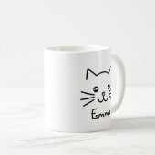 かわいいかわいい子猫顔ピンクのハート鼻 コーヒーマグカップ (正面右)