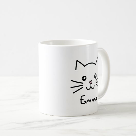 かわいいかわいい子猫顔ピンクのハート鼻 コーヒーマグカップ (正面右)