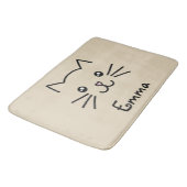 かわいいかわいい子猫顔ピンクのハート鼻 バスマット (アングル)