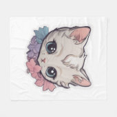 かわいいかわいい子猫1 フリースブランケット (正面(横))