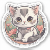 かわいいかわいい子猫 シール (正面)