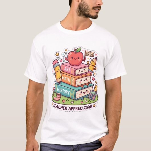 かわいいかわいい学校の本先生感謝 Tシャツ (正面)