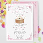 かわいいかわいい小さな餃子バオピンクベビーシャワー 招待状