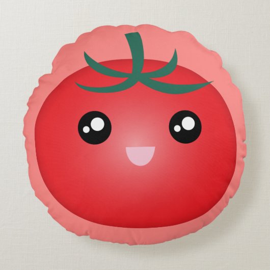 かわいいかわいい幸せ顔トマトマンガ ラウンドクッション (正面)