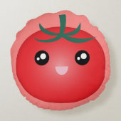 かわいいかわいい幸せ顔トマトマンガ ラウンドクッション (裏面)