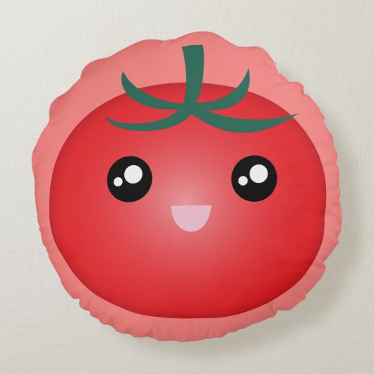 かわいいかわいい幸せ顔トマトマンガ ラウンドクッション (裏面)
