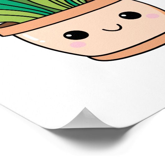 かわいいかわいい手描き鉢植えアート ポスター (角)