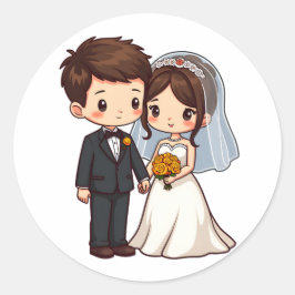 かわいいかわいい新郎新婦結婚のブライダルプレゼント ラウンドシール