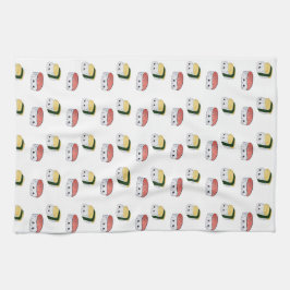 かわいいかわいい日本のすしフードアートキャラクター真木 キッチンタオル