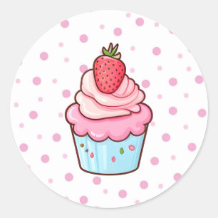かわいいかわいい日本のピンクの漫画のカップケーキ食品 ラウンドシール