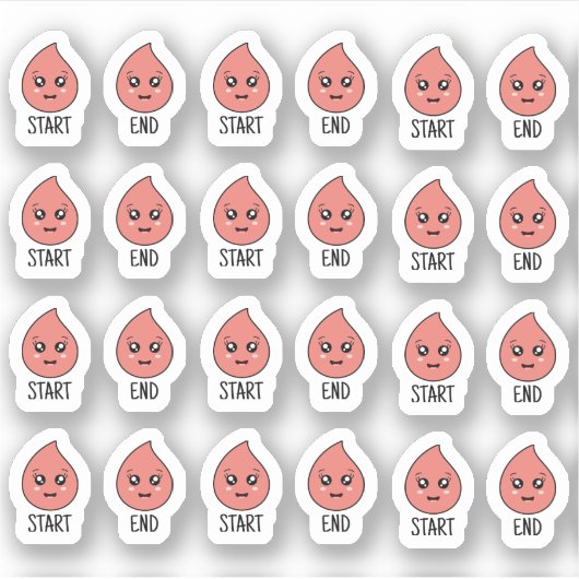 かわいいかわいい期間追跡サイクルナプキンプランナー シール (正面)