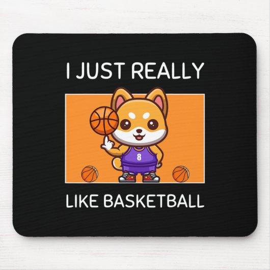 かわいいかわいい柴犬私は本当にバスケットボールが好き マウスパッド (正面)