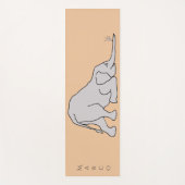 かわいいかわいい漫画の象およびマウスのヨガの姿勢 ヨガマット (正面)